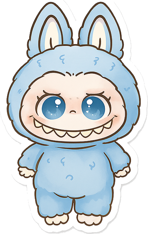 Kids vinyl rug blue monster toy - TenStickers