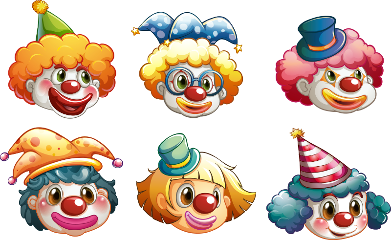 Kids vinyl rug with colorful clown faces - TenStickers