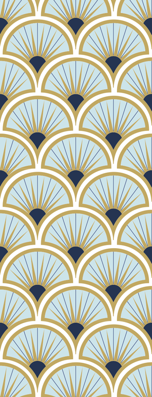 Vinyl rug bathroom in art deco blue shades - TenStickers