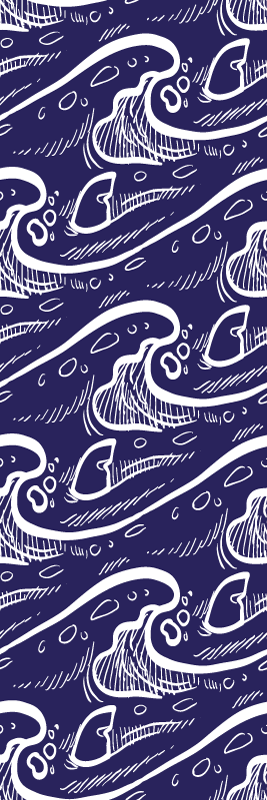 Vinyl rug bathroom with blue wave pattern design - TenStickers