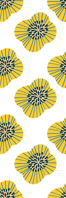 Vinyl rug bathroom big blue and yellow floral design - TenStickers