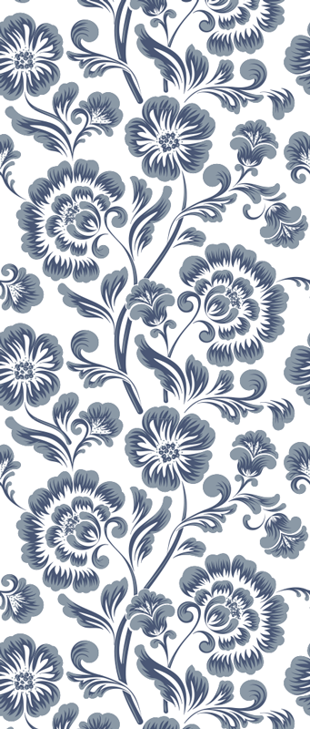 Vinyl rug bathroom blue floral victorian design - TenStickers