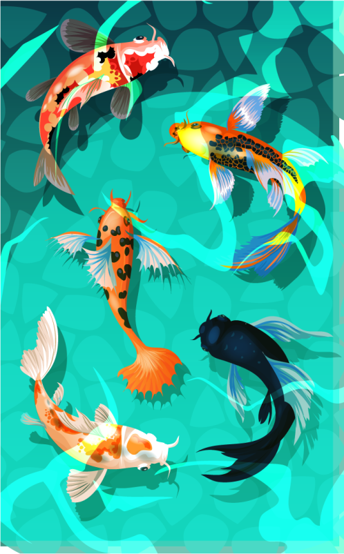 Vinyl rug bathroom koi shower design - TenStickers