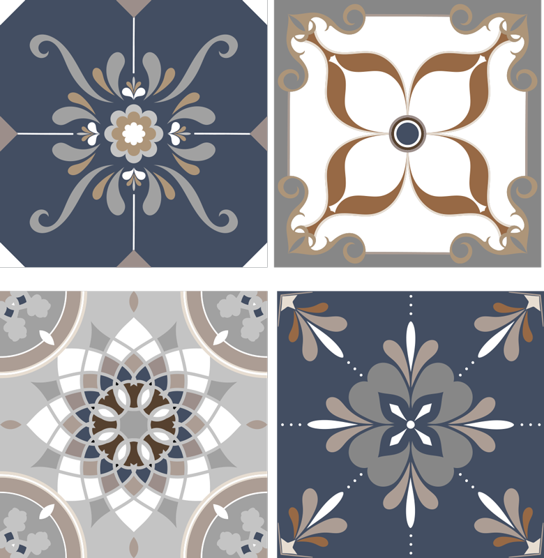 Vinyl rug bathroom classic flowers design - TenStickers