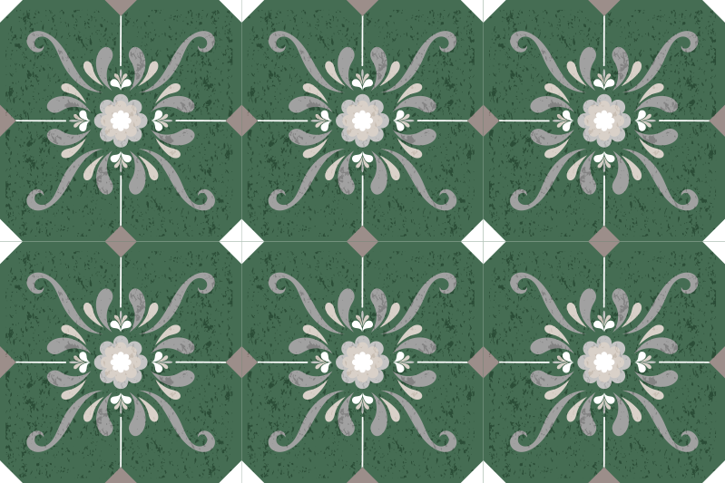 Vinyl rug bathroom old-fashioned tile design - TenStickers