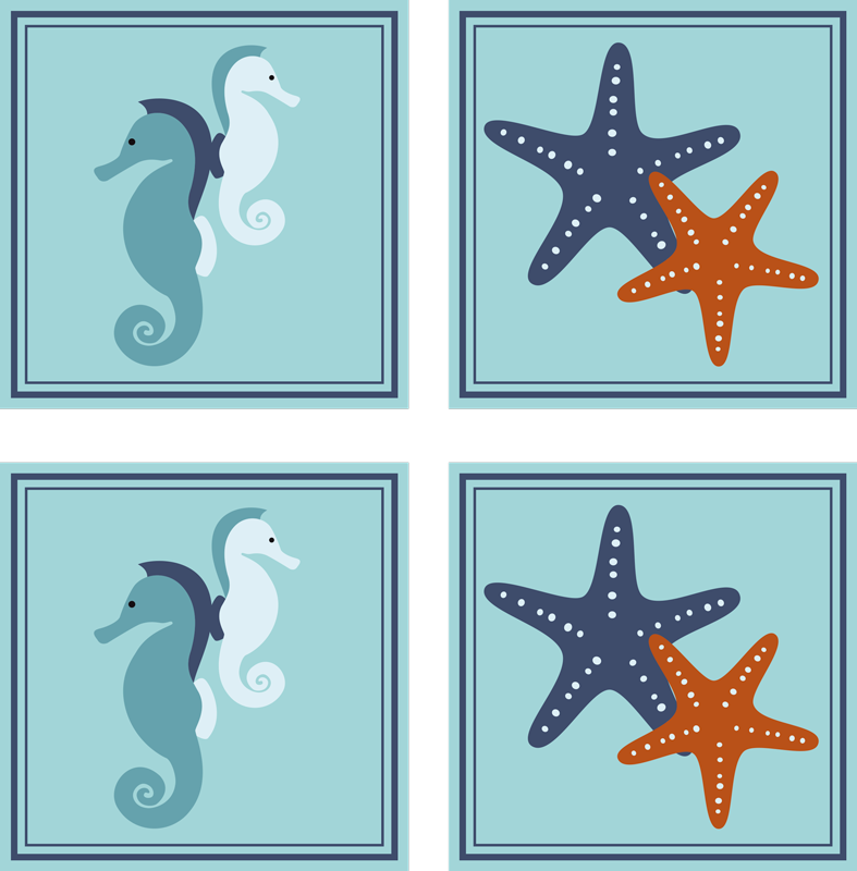 Vinyl rug bathroom marine style tile - TenStickers