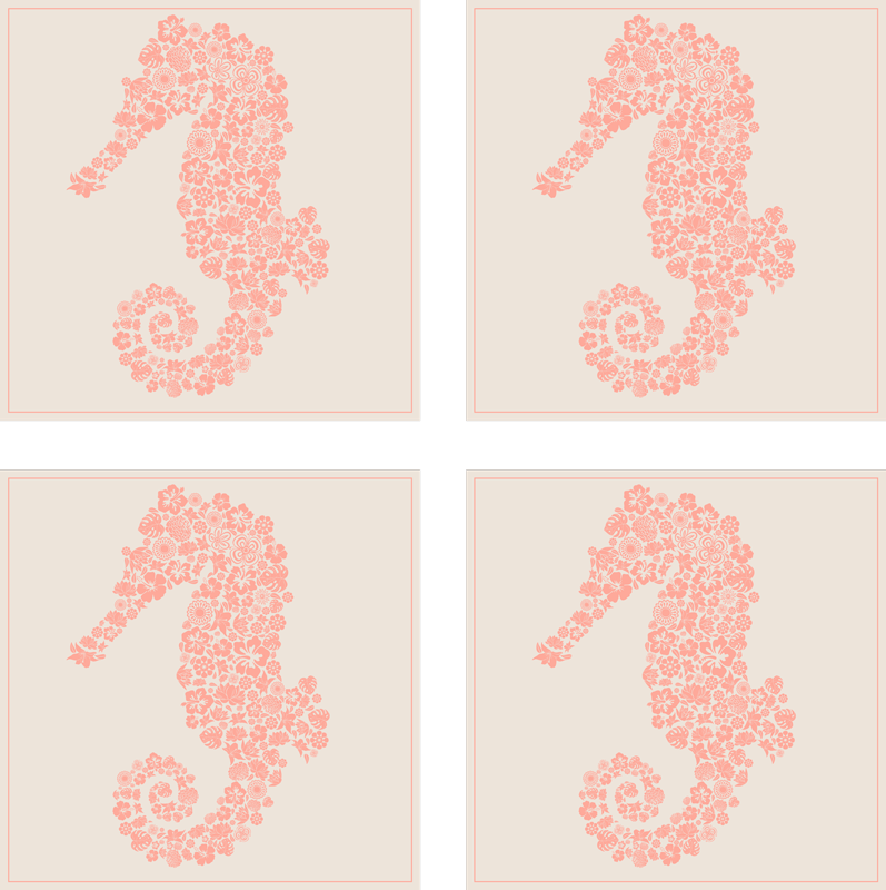 Vinyl rug bathroom floral sea horse - TenStickers