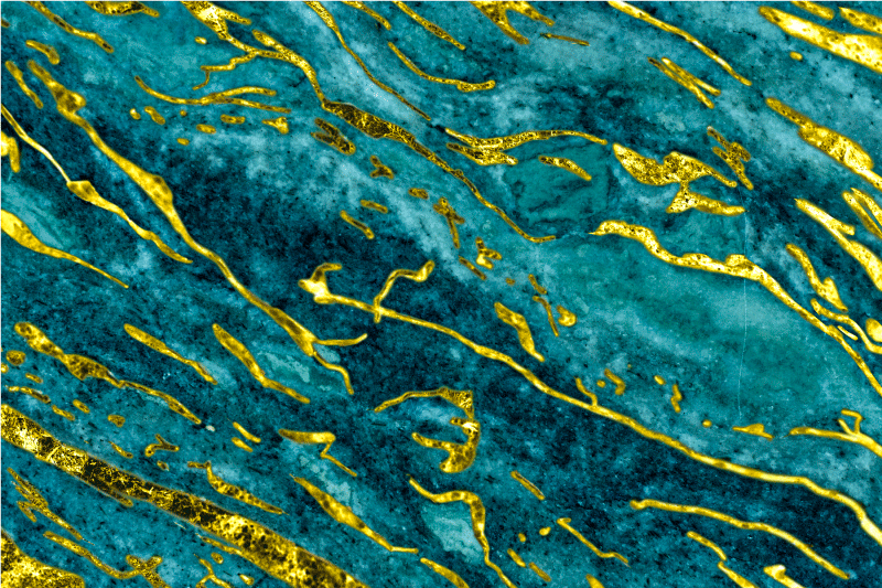 Vinyl rug bathroom blue and gold marble design - TenStickers