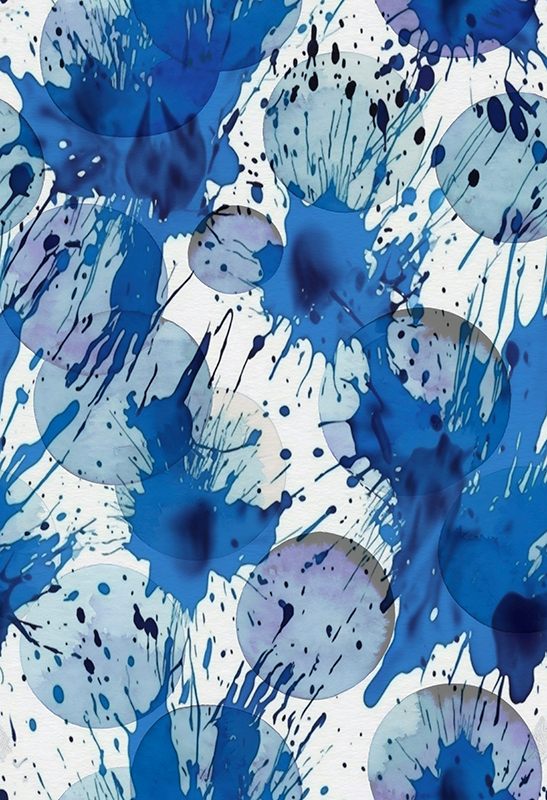 Vinyl rug bathroom blue ink circles - TenStickers