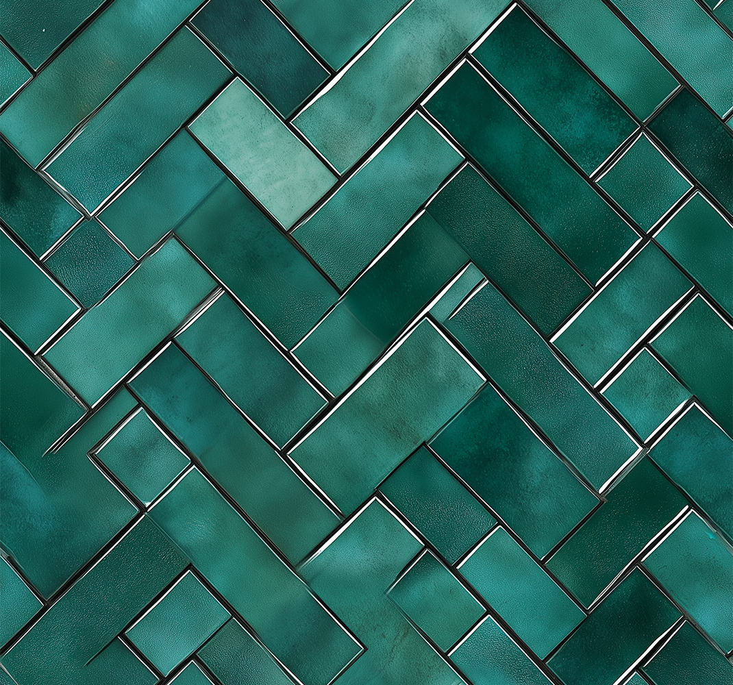 Herringbone green vinyl rug bathroom - TenStickers