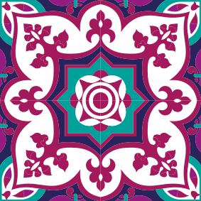 Vinyl rug bathroom in pink moroccan tile pattern - TenStickers
