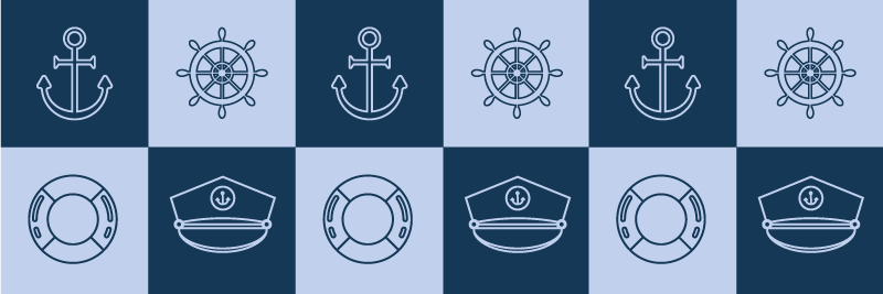 Vinyl rug bathroom with marine symbol tiles - TenStickers