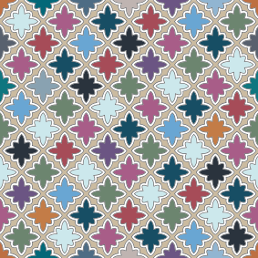 Vinyl rug bathroom colorful vintage tile pattern - TenStickers