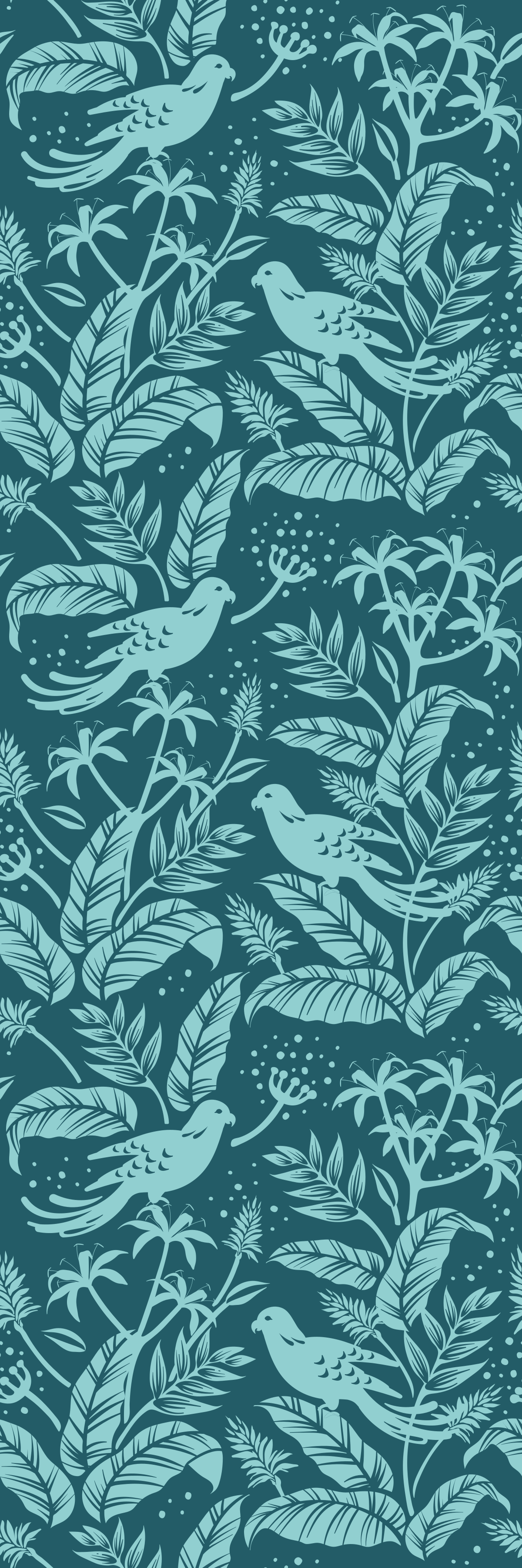 Vinyl rug bathroom with turquoise flying birds - TenStickers