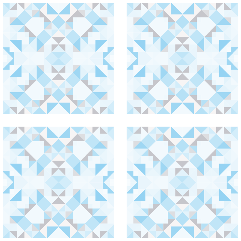 Vinyl rug bathroom vintage blue grey tile sticker - TenStickers