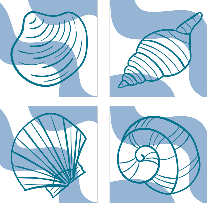Vinyl rug bathroom seashell patterns design - TenStickers
