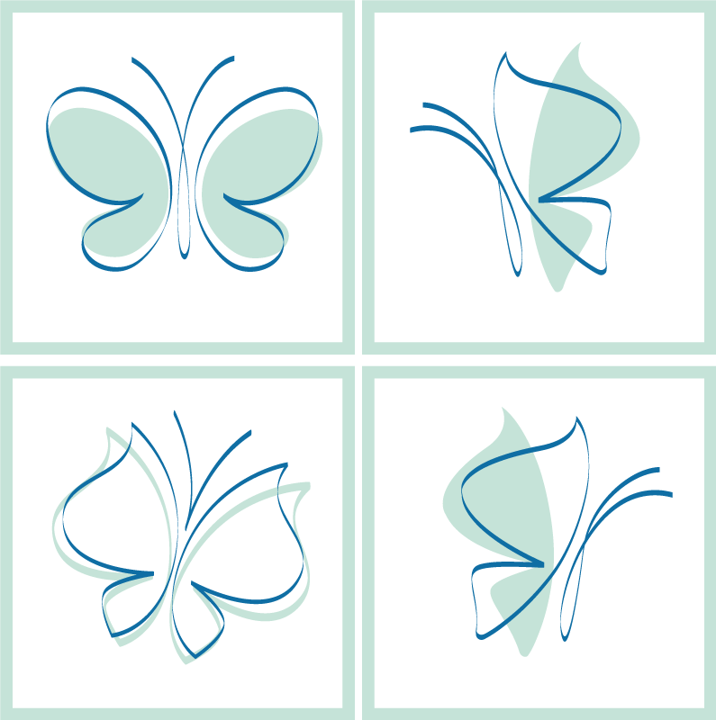 Vinyl rug bathroom with butterfly silhouette tiles - TenStickers