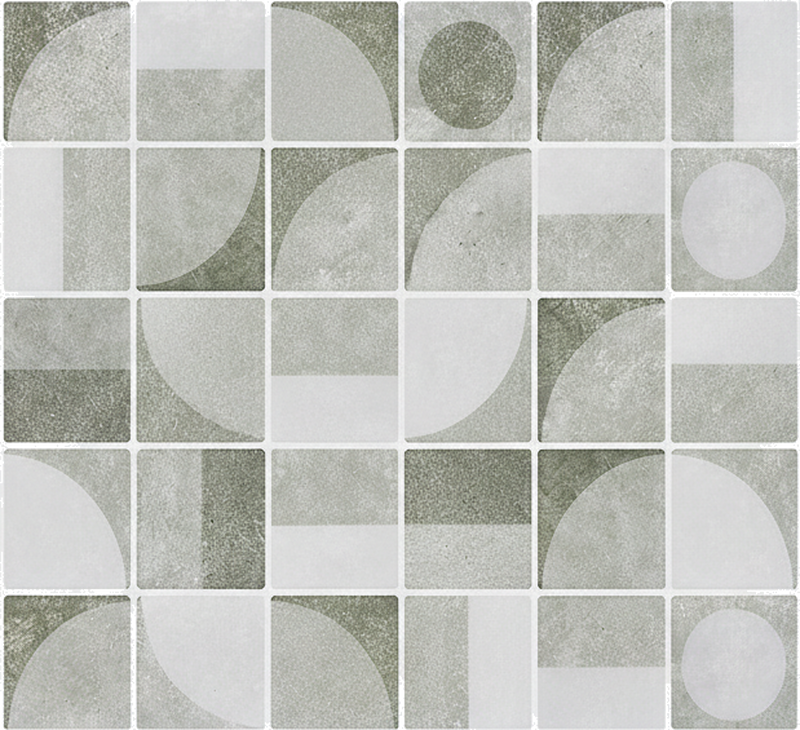 Vinyl rug bathroom abstract grey interlocking shapes - TenStickers