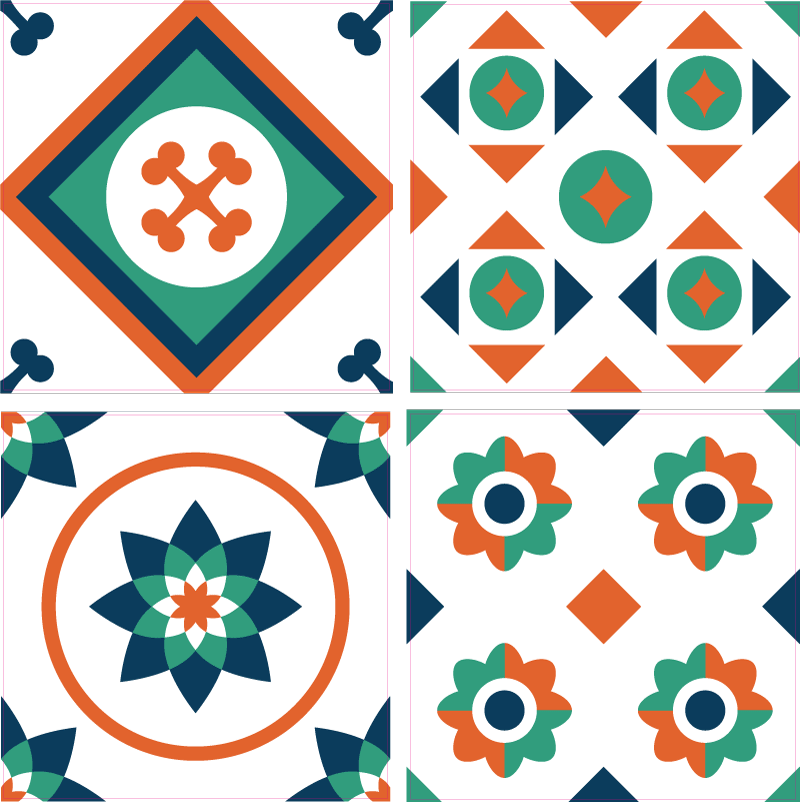 Vinyl rug bathroom geometric tiles design - TenStickers
