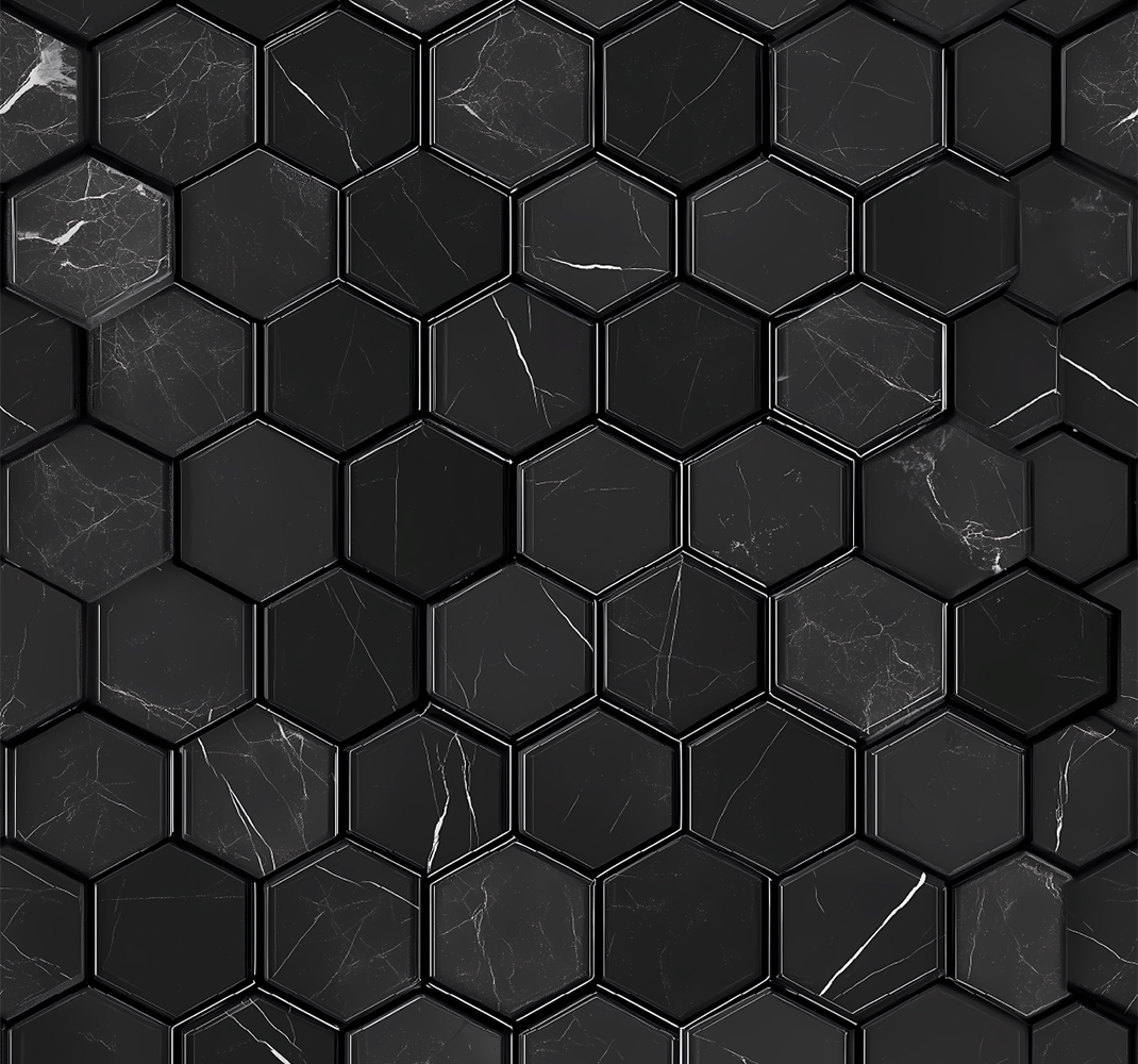Vinyl rug bathroom hexagon black - TenStickers