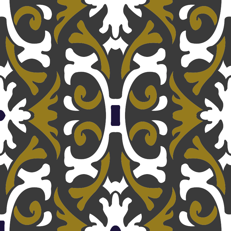 Kitchen vinyl rug in vintage beige floral tiles - TenStickers