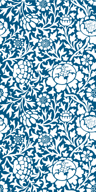 Marine blue flora kitchen vinyl rug - TenStickers
