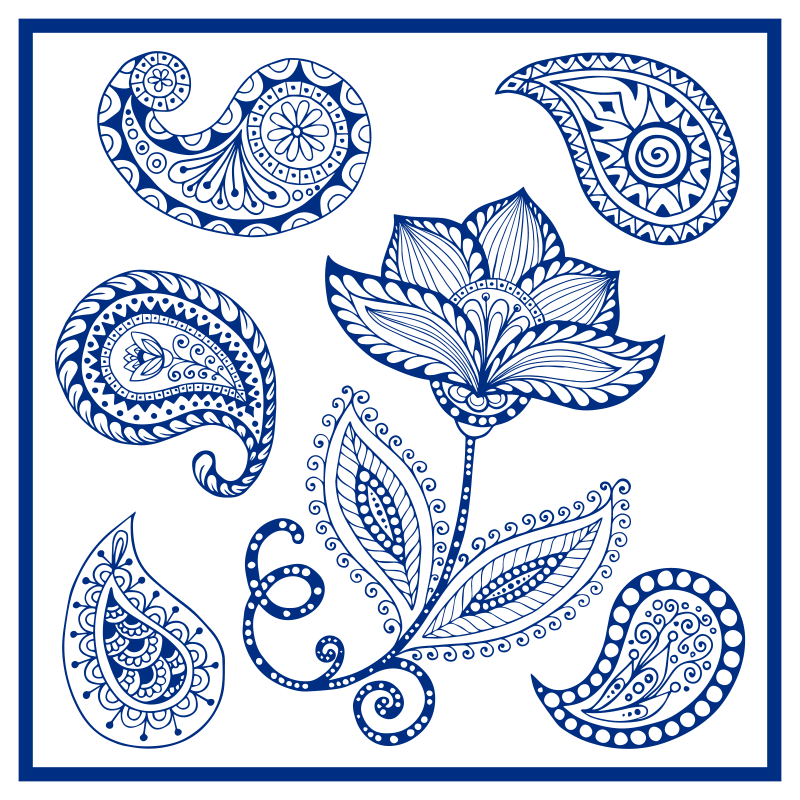 Paisley and flowers kitchen vinyl rug - TenStickers