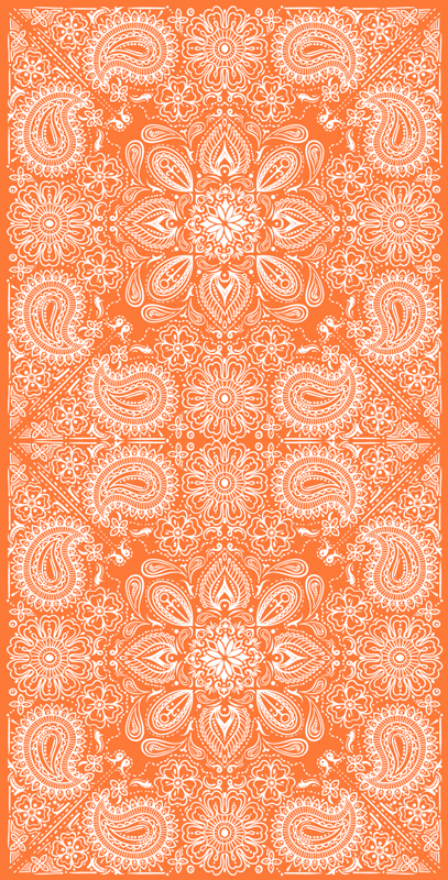 Kitchen vinyl rug paisley tile refrigerator - TenStickers
