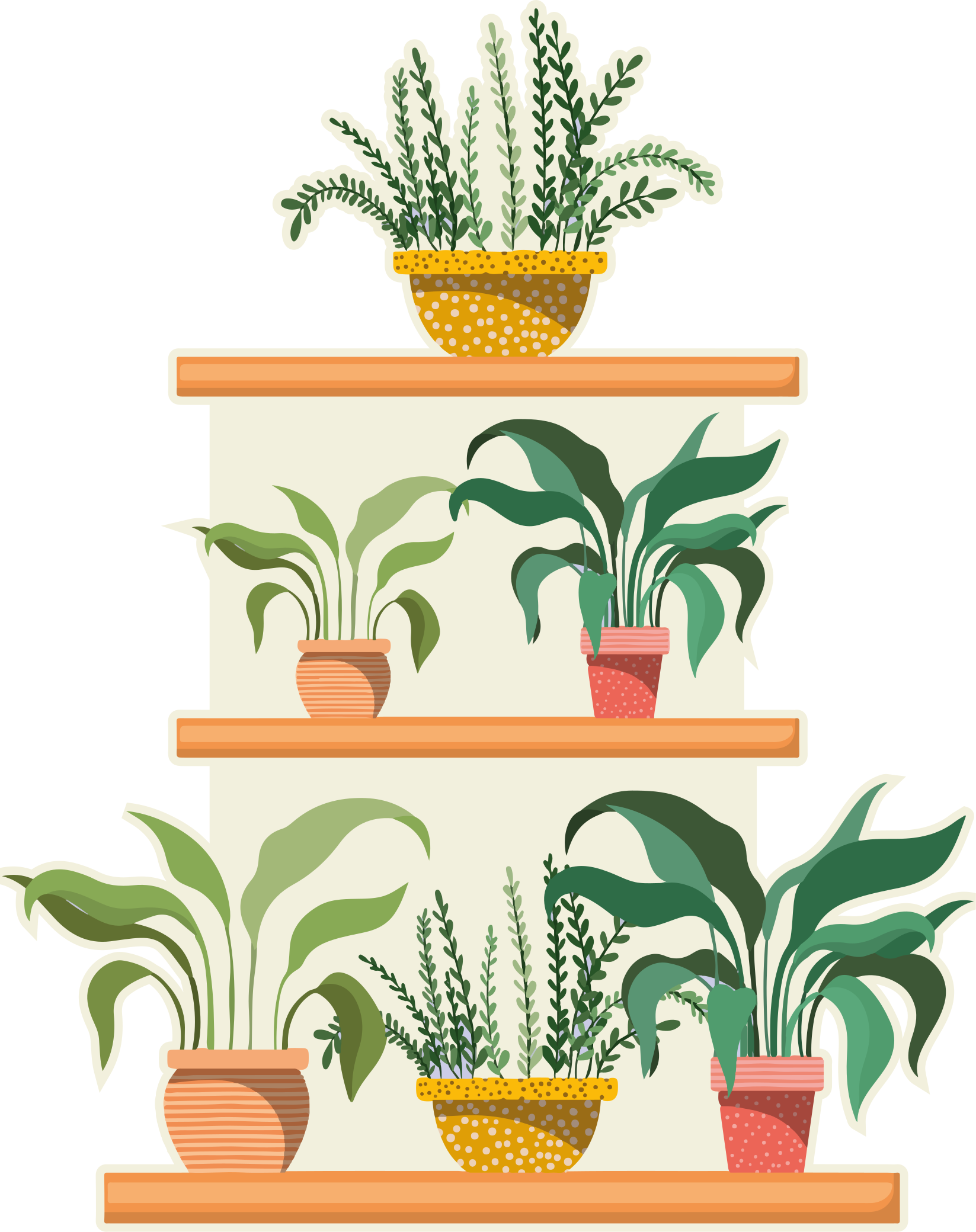 Kitchen vinyl rug watercolor plant set shelf - TenStickers