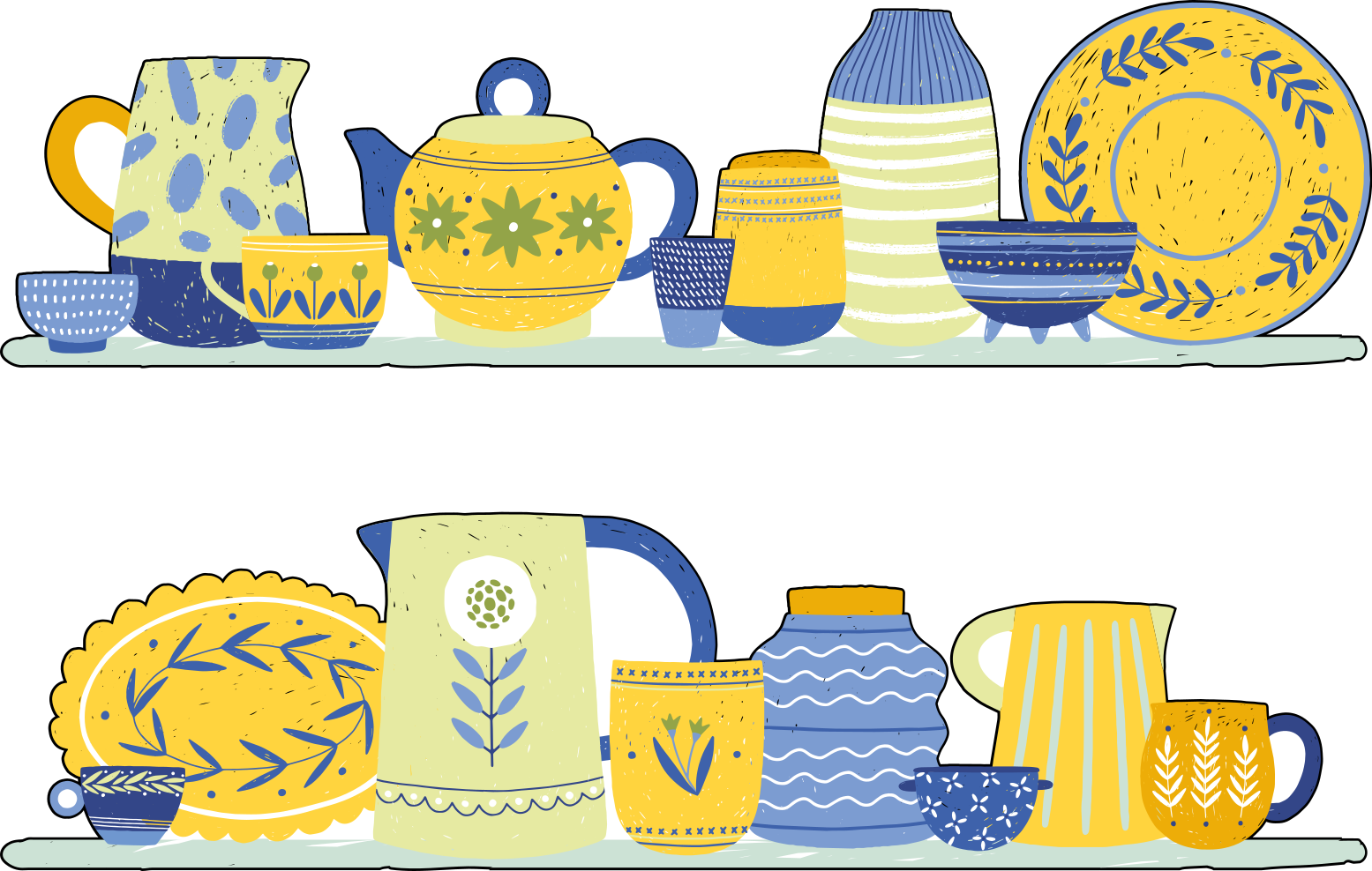 Kitchen vinyl rug vintage elegant kitchen shelf - TenStickers