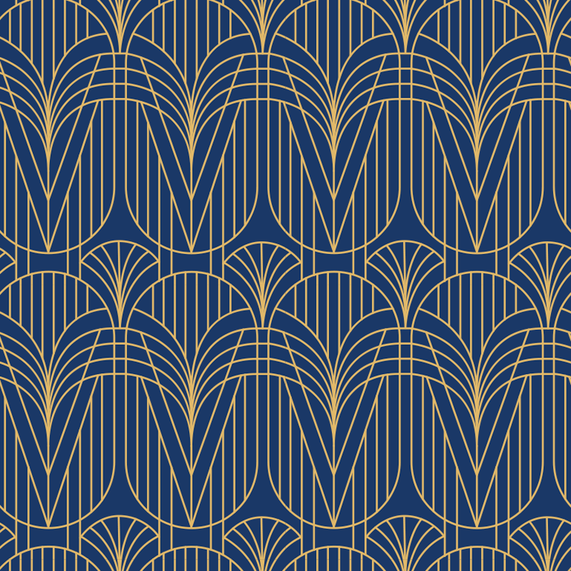 Kitchen vinyl rug with art deco design and gold accents - TenStickers
