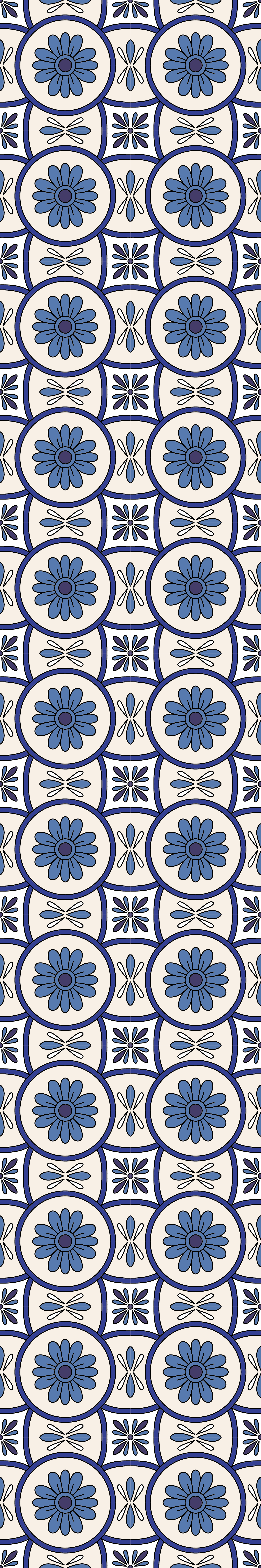Kitchen vinyl rug with blue floral portuguese tile - TenStickers