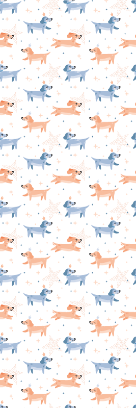 Cute dogs with crown bedroom vinyl rug - TenStickers