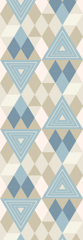 Bedroom vinyl rug in nordic geometric blue pattern - TenStickers