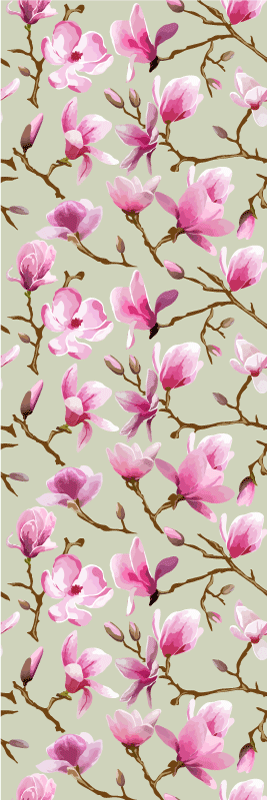 Bedroom vinyl rug featuring beautiful purple magnolia - TenStickers