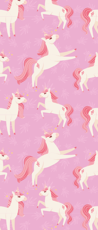Bedroom vinyl rug with pastel unicorns and flowers - TenStickers