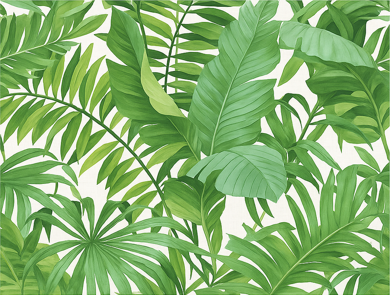 Bedroom vinyl rug with tropical leaves design - TenStickers