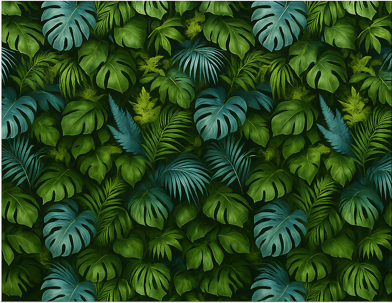 Tropical green and blue leaves bedroom vinyl rug - TenStickers