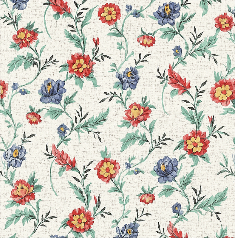 Bedroom vinyl rug with retro floral design - TenStickers