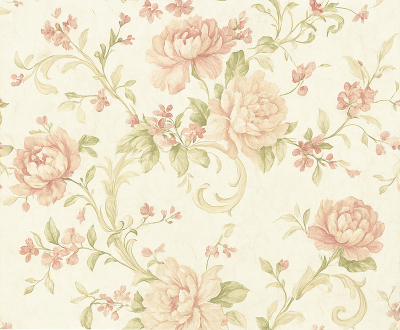 Light pink vintage floral pattern bedroom vinyl rug - TenStickers