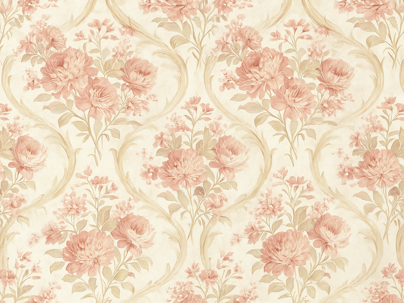 Bedroom vinyl rug vintage light washed floral design - TenStickers