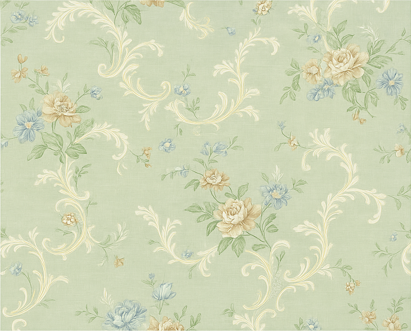 Bedroom vinyl rug with antique floral design - TenStickers