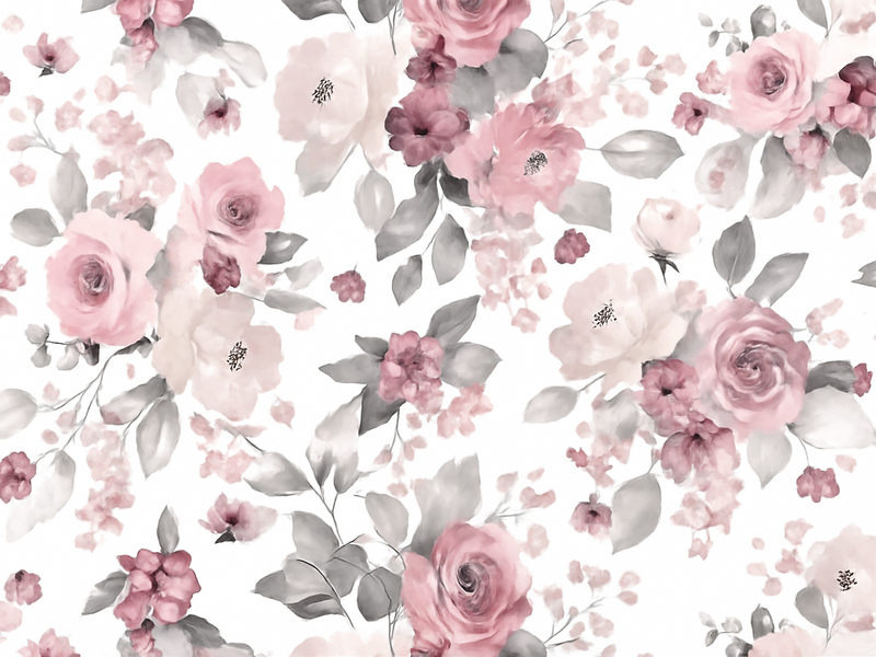 Grey delicate blossom pattern bedroom vinyl rug - TenStickers