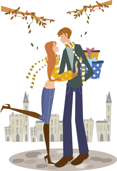 Bedroom vinyl rug autumn couple decorative vinyl - TenStickers