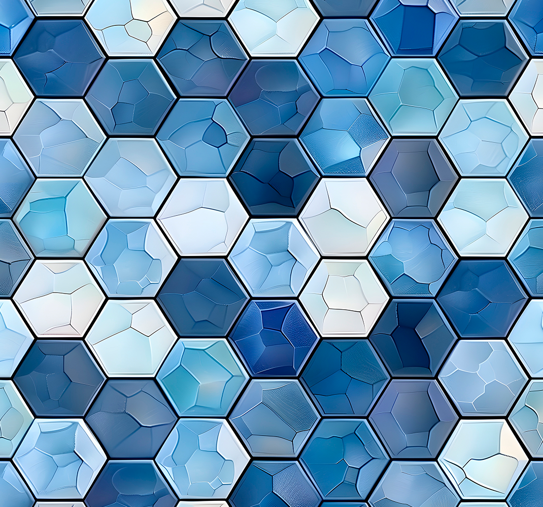 Blue tiles effect office vinyl rug - TenStickers