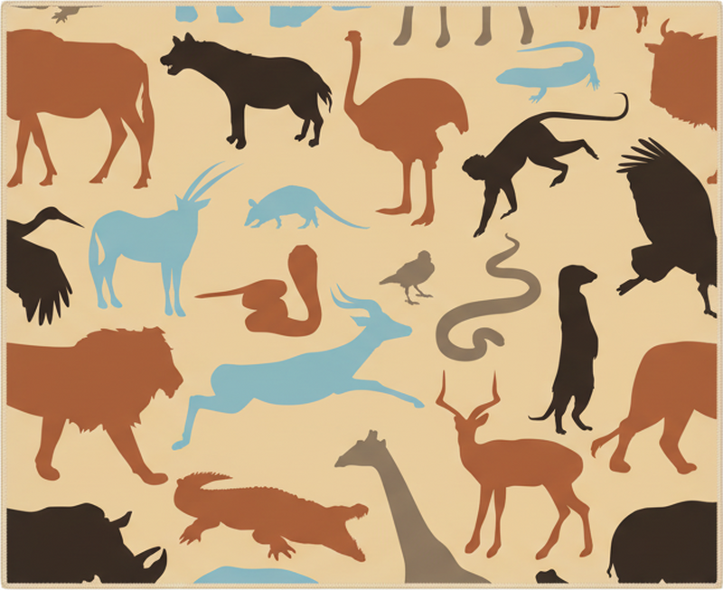 Bedroom vinyl rug silhouette safari animals - TenStickers