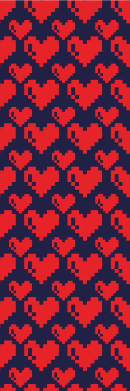 Bedroom vinyl rug with geometric red hearts on blue - TenStickers