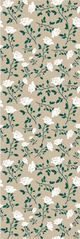 Bedroom vinyl rug with white vintage rose pattern - TenStickers
