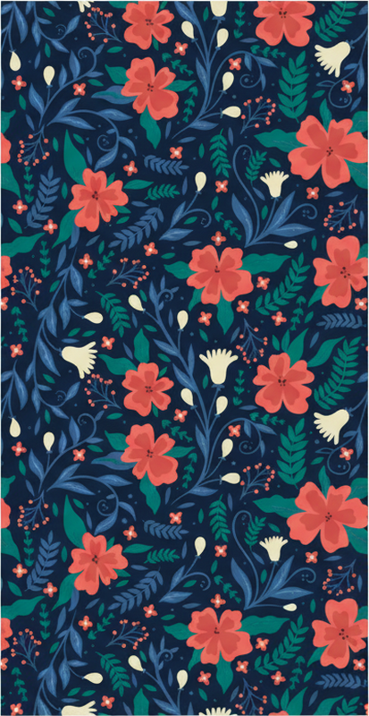 Bedroom vinyl rug with nordic floral art design - TenStickers