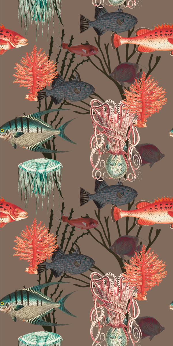 Bedroom vinyl rug coral aquatic life design - TenStickers